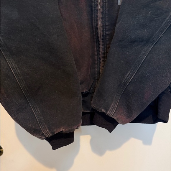 Vintage Carhartt Active Jacket Thermal Lined Hooded Black Distressed Faded Sz L - Picture 8 of 13